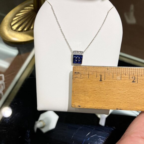 Sapphire And Diamond White Gold Pendant - Picture 7 of 7
